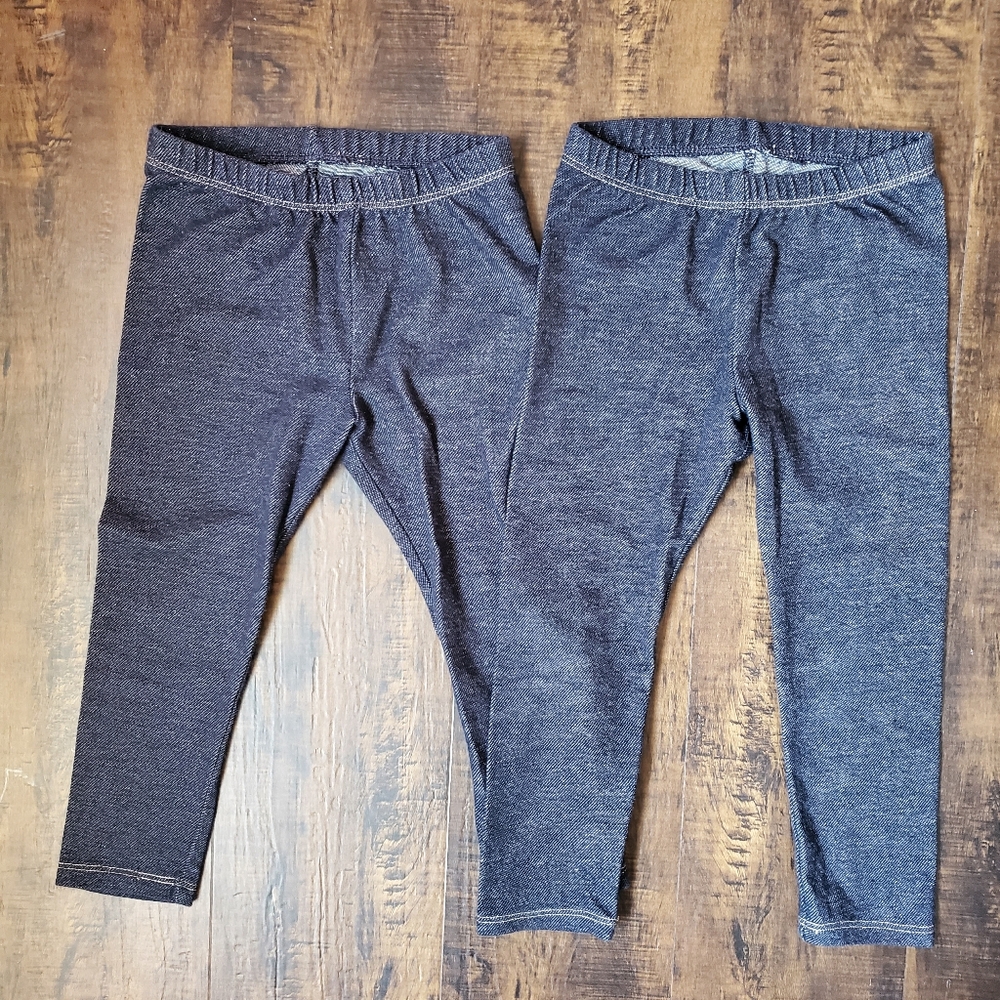 Cat & Jack Pair Of Blue Wash Jean Leggings Size 3T Girls